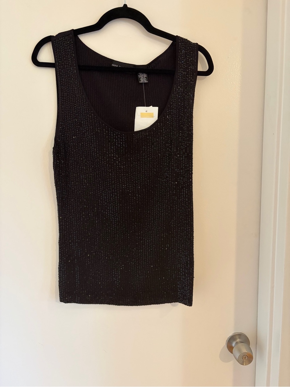 Dana Buchanan Sleeveless Sequin Tank Top  Brownish Black Size XL, NWT